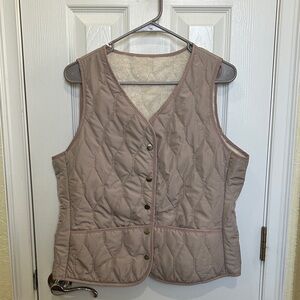 SHEIN Buttoned Quilted Vest in Beige